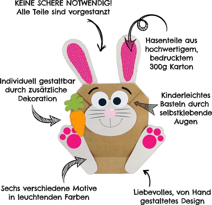 Produktbild Papierdrachen DIY Osterhasentüten Bunt