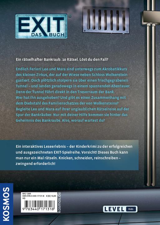 Actual product image Kosmos FKS1713180 - EXIT - Der rätselhafte Bankraub, Taschenbuch, 1 Spieler, ab 8 Jahren (DE-Ausgabe) (German, Anna Maybach, 2021)