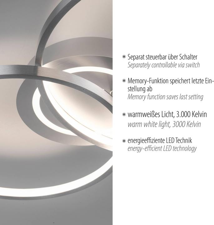 Produktbild Just Light LED-Deckenleuchte 14540-95 aluminium, 27,6 W, 3480 lm, 3000 K (3480 lm)