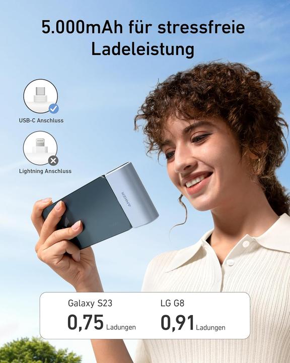 Image du produit Anker Nano Powerbank 5000mAh mit USB-C (5000 mAh, 22.50 W)
