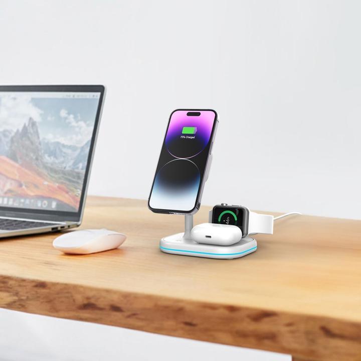 Produktbild Tech-Protect QI15W-A27 3in1 inductive charger with stand with MagSafe for smartphone / Apple Watch / (35 W)