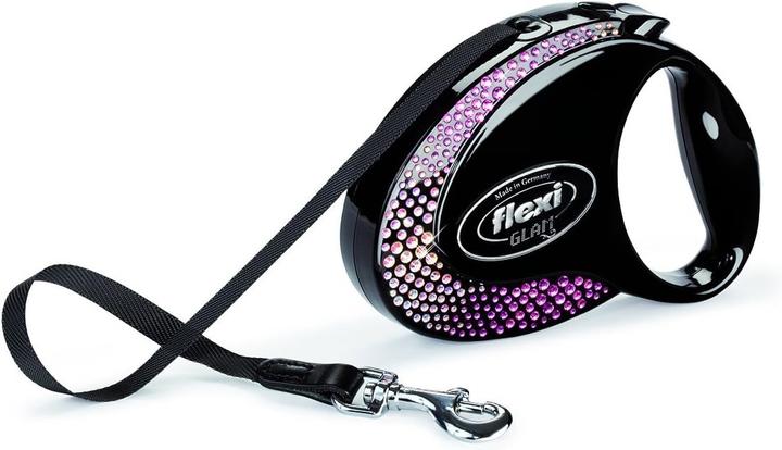 Actual product image Flexi Glam Composition with Swarovski crystals M - Dog Retractable Leash - 5 m - Black (M, Dog, Walks)