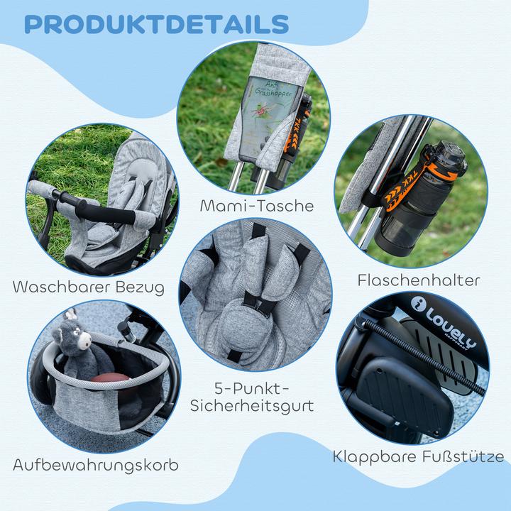 Produktbild Homcom Kinderdreirad Polyester, Metall Grau