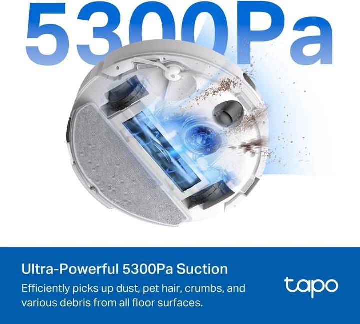 Actual product image TP-Link Robot Vacuum Mop with 5300 Pa Suction, LiDAR Navigation, Alexa Voice Control (5300 Pa, Wiping cloth)