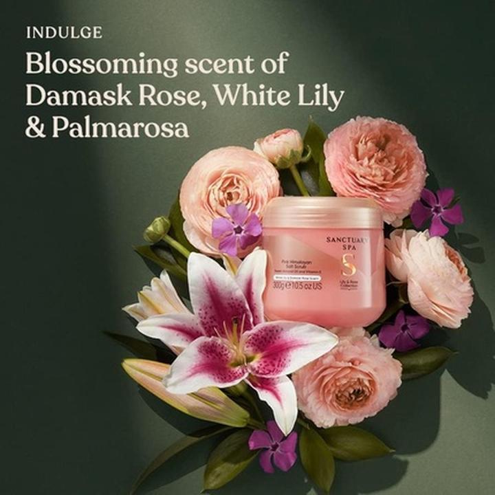 Produktbild Lily and Rose Salt Body Scrub Exfoliating Pink Himalayan Salt with Vitamin E and Almond Oil 300g