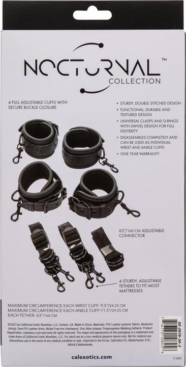 Produktbild CalExotics Nocturnal Bettfesseln Leder Verstellbar Schwarz