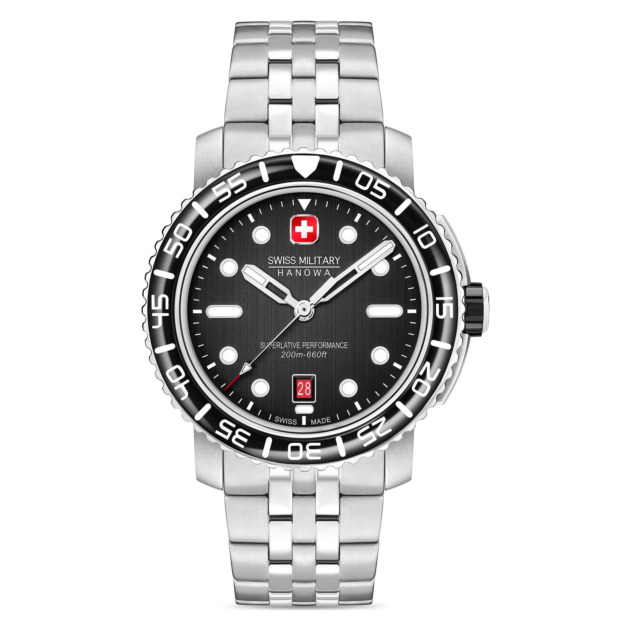 Swiss Military Hanowa, Armbanduhr, Herrenuhr, Silber, (Taucheruhr, 44 mm)