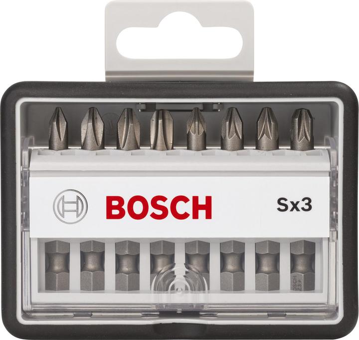 Produktbild Bosch Professional Zubehör 8-tlg. Schrauberbit-Set, Robust Line, Sx PH/PZ, Extra Hard-Ausführung (Kreuz Phillips PH M1, Kreuz Phillips PH M2, Kreuz Pozidriv PZ M1, Kreuz Pozidriv PZ M2, Kreuz Phillips PH M3, Kreuz Pozidriv PZ M3)