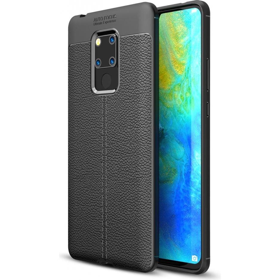 Thumbnail - Screenguard Huawei Mate 20 X Hülle Leather Design TPU Cover (Huawei Mate 20 X), Smartphone Hülle, Schwarz