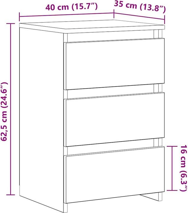 Actual product image vidaXL Nachttisch (40 x 35 x 62.50 cm)