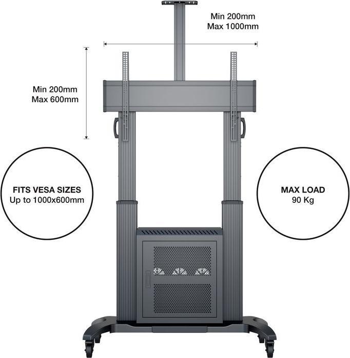 Actual product image Multibrackets Stand electr, -100", max 90 kg, black (90 kg, 60" - 100")