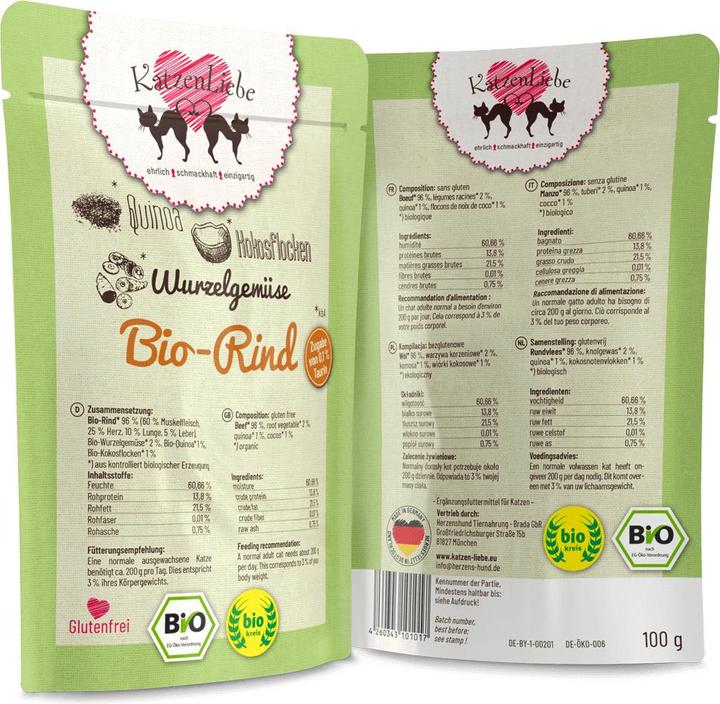 Produktbild KatzenLiebe Bio-Rind (Adult, 1 Stk., 100 g)
