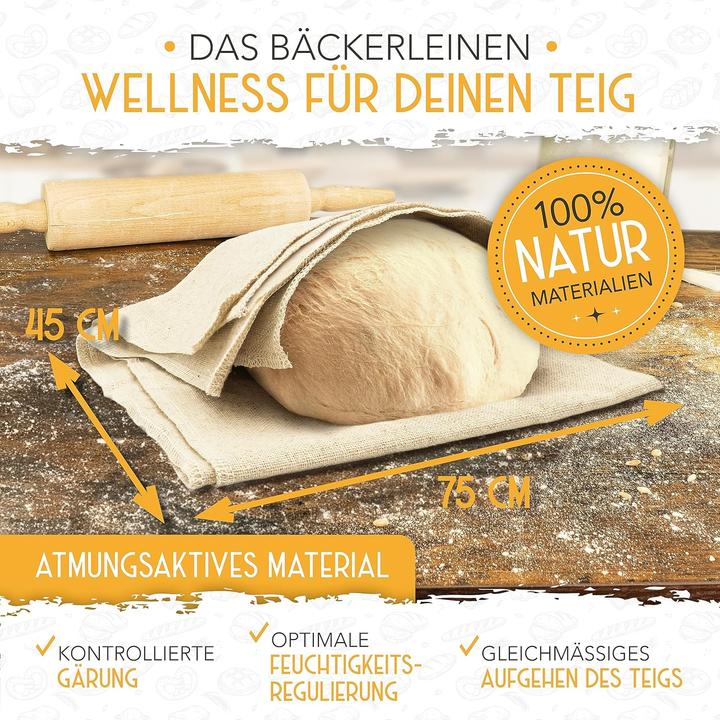 Produktbild Krustenzauber Baguettebackform Set mit Bäckerleinen & Messer