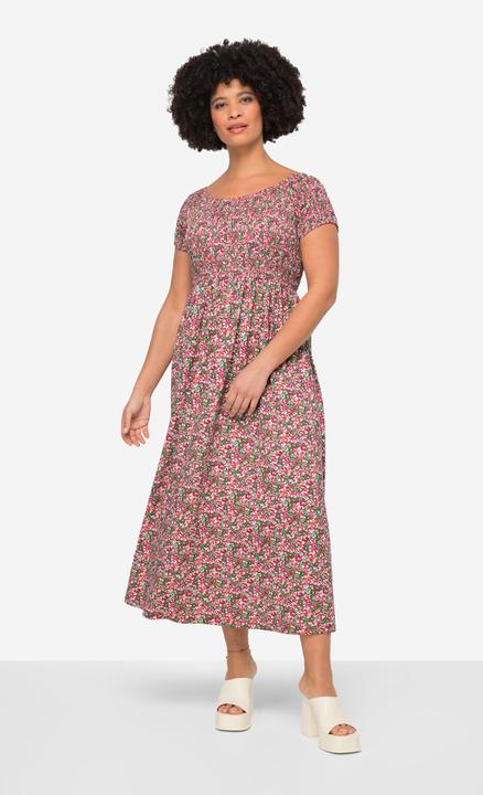 Produktbild Angel of Style Jersey-Maxikleid, Alloverdruck, gesmokte Büste, Halbarm (56)