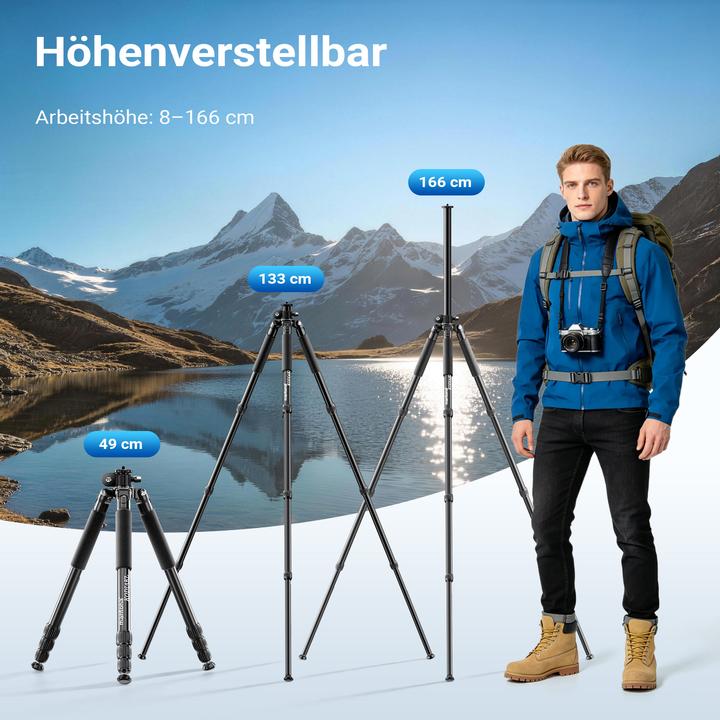 Produktbild mantona Kodiak L 284 + Onyx 8 Kugelkopf Set Stativkopf Fotostativ Aluminium (Kunststoff, Metall)