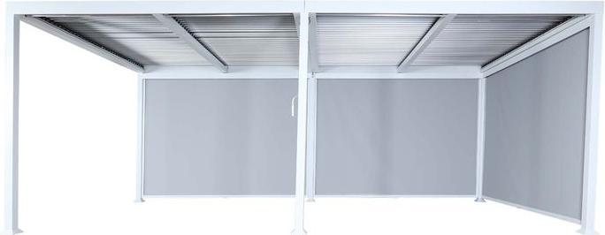 Produktbild Mendler Alu Pergola HWC-L41 mit 3x Seitenwand, Lamellen-Pavillon, stabiles 8cm-Metall-Gestell 3x6m – weiss (306 cm, 590 cm)