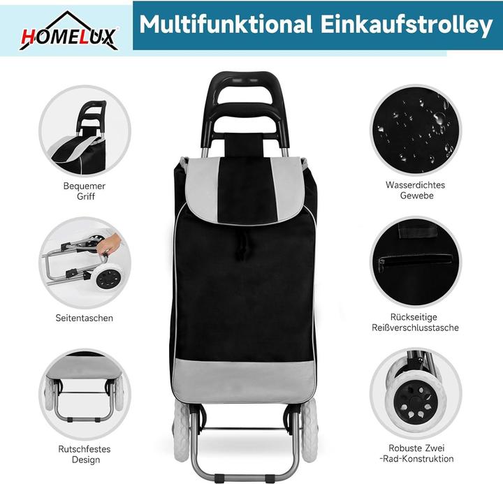 Image du produit ASMI Einkaufstrolley, Shopping Trolley, Einkaufswagen mit Rädern Schwarz, Grau