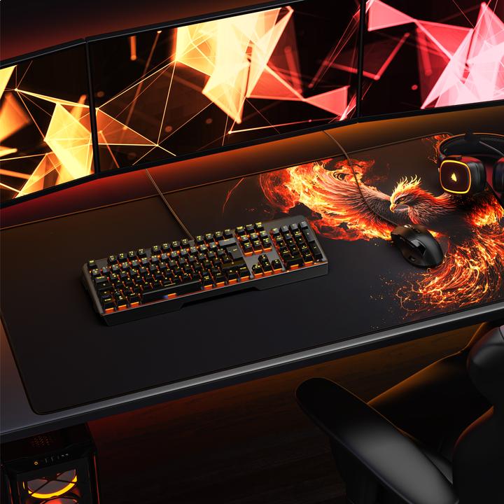 Actual product image Titanwolf Mauspad XXXL Gaming Mousepad 1200 x 600 x 3 mm, Schreibtischauflage, abwaschbar, JapanInk Painting