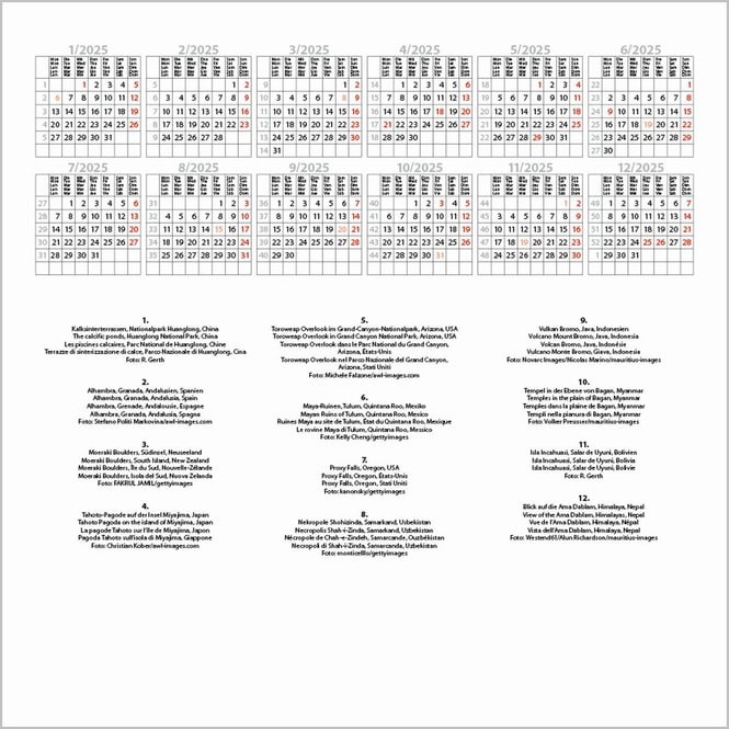 Valeurs nutritives et ingrédients Merveilles du monde 2025 (30 x 30 cm, Couverture rigide, Allemand)