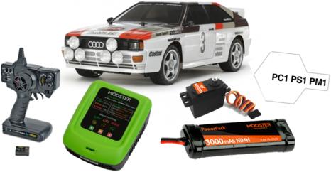 Produktbild Tamiya Audi quattro Rally A2 1/10 TT-02 Kit Combo