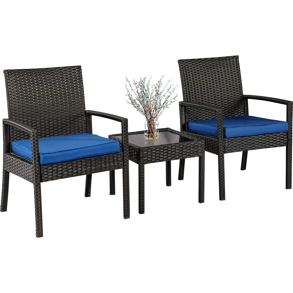 HTI-Living, Gartentisch + Balkontisch, Terrassenmöbel Schwarz/Blau Santadi (60 cm)