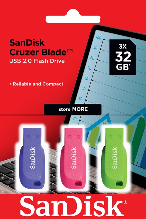 Image du produit SanDisk Cruzer Blade 3-Pack (32 Go, USB-A, USB 2.0)