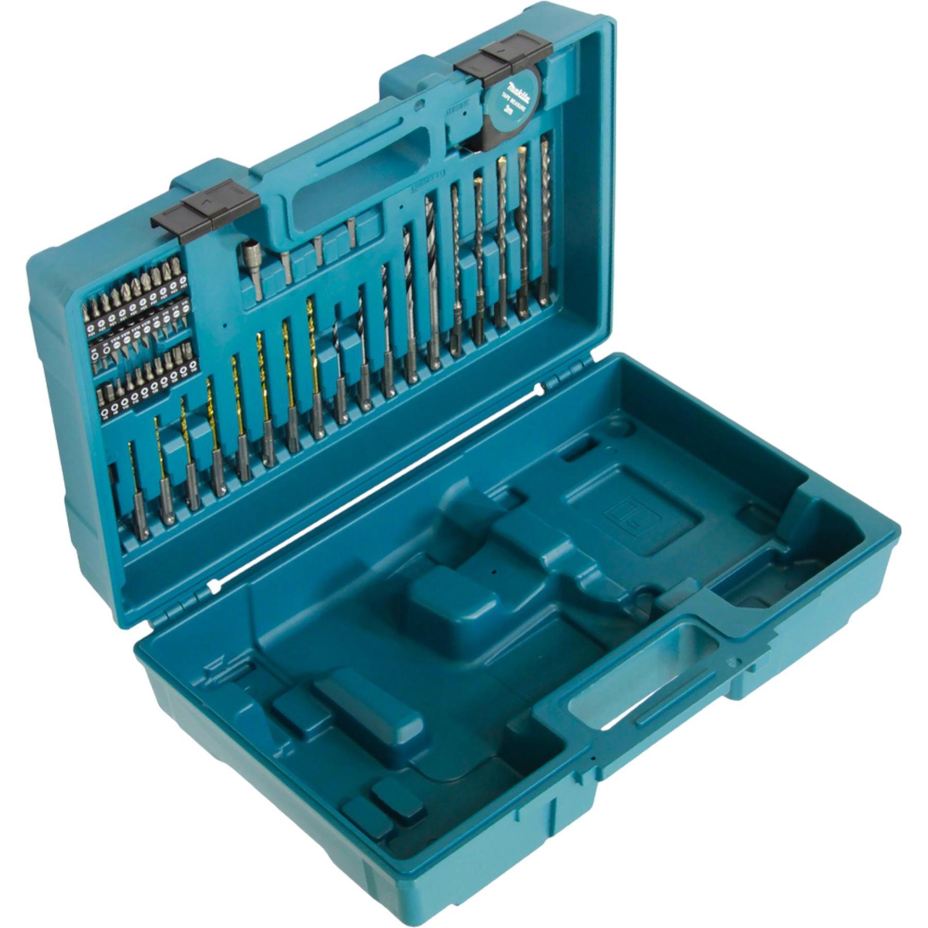 Makita, Werkzeugkoffer, 183W49-4 Transportkoffer 480 x 320 x 140 mm + 65 tlg. SDS-plus Zubehör Set für Akku (65 Teile)