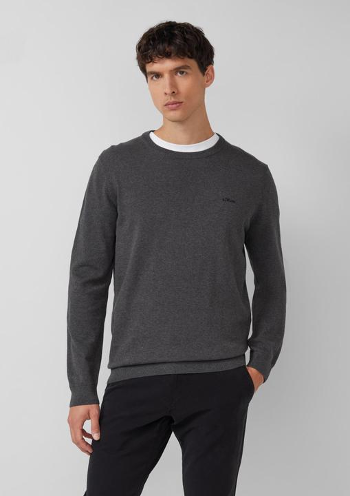 Produktbild s.Oliver Strickpullover Strickpullover mit Logo-Stickerei (3XL)