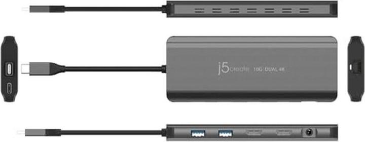 Produktbild j5Create JCD398-N, Kabelgebunden, USB 3.2 Gen 2 (3.1 Gen 2) Type-C, 100 W, 10,100,1000 Mbit/s, Grau