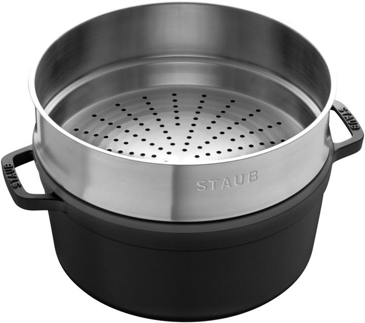 Productafbeelding Staub Cocotte met stoominzet, 24 cm | Zwart | Rond | Gietijzer (40508-814-0) (Gietijzer, 24 x 22.60 cm)