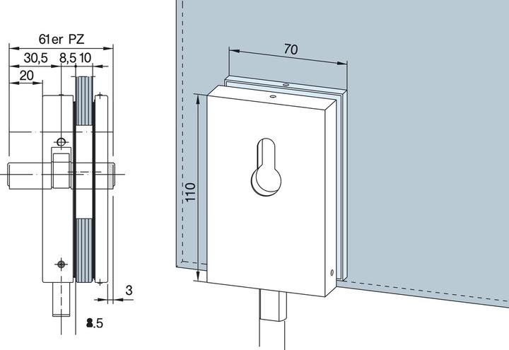 Produktbild Dormakaba Eckschloss für Ganzglasanlagen Universal (1 Stk.)