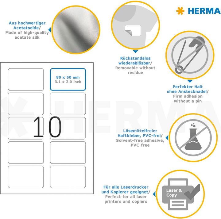 Actual product image HERMA A4 removable name labels