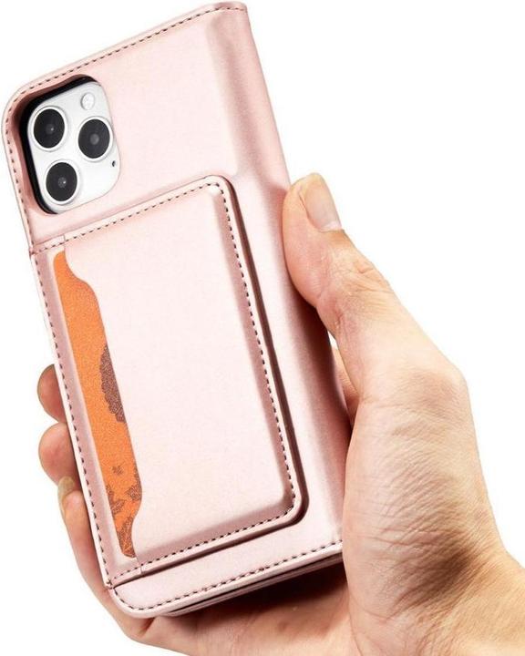 Image du produit Hurtel Etui Magnétique pour iPhone 12 Pro Pochette Portefeuille Carte Stand Rose (Apple iPhone 12 Pro)