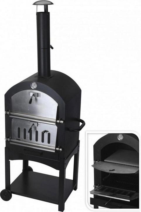 Actual product image BigBuy Charcoal barbecue with wheels black (Ø10 x 46.5 cm) (44.5 x 65 x 158 cm)
