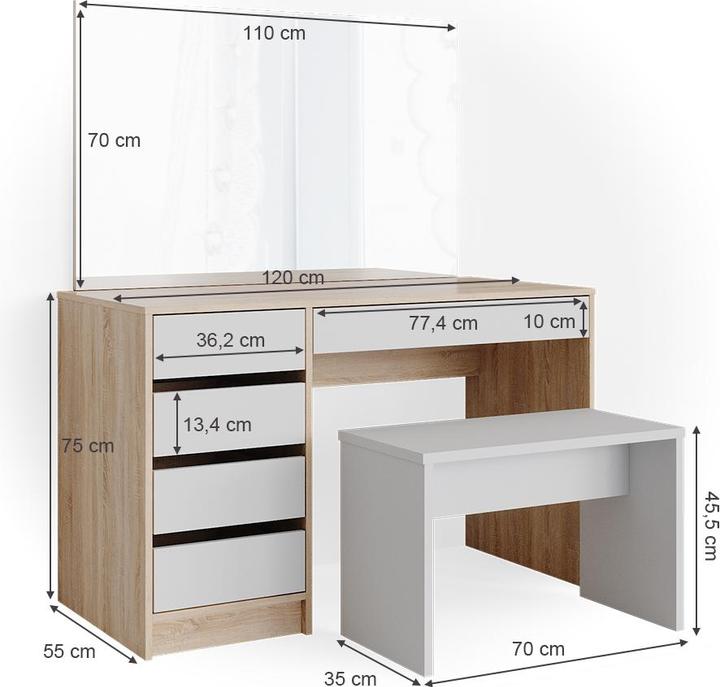 Actual product image Vicco Sherry with bench (120 x 55 x 75 cm)
