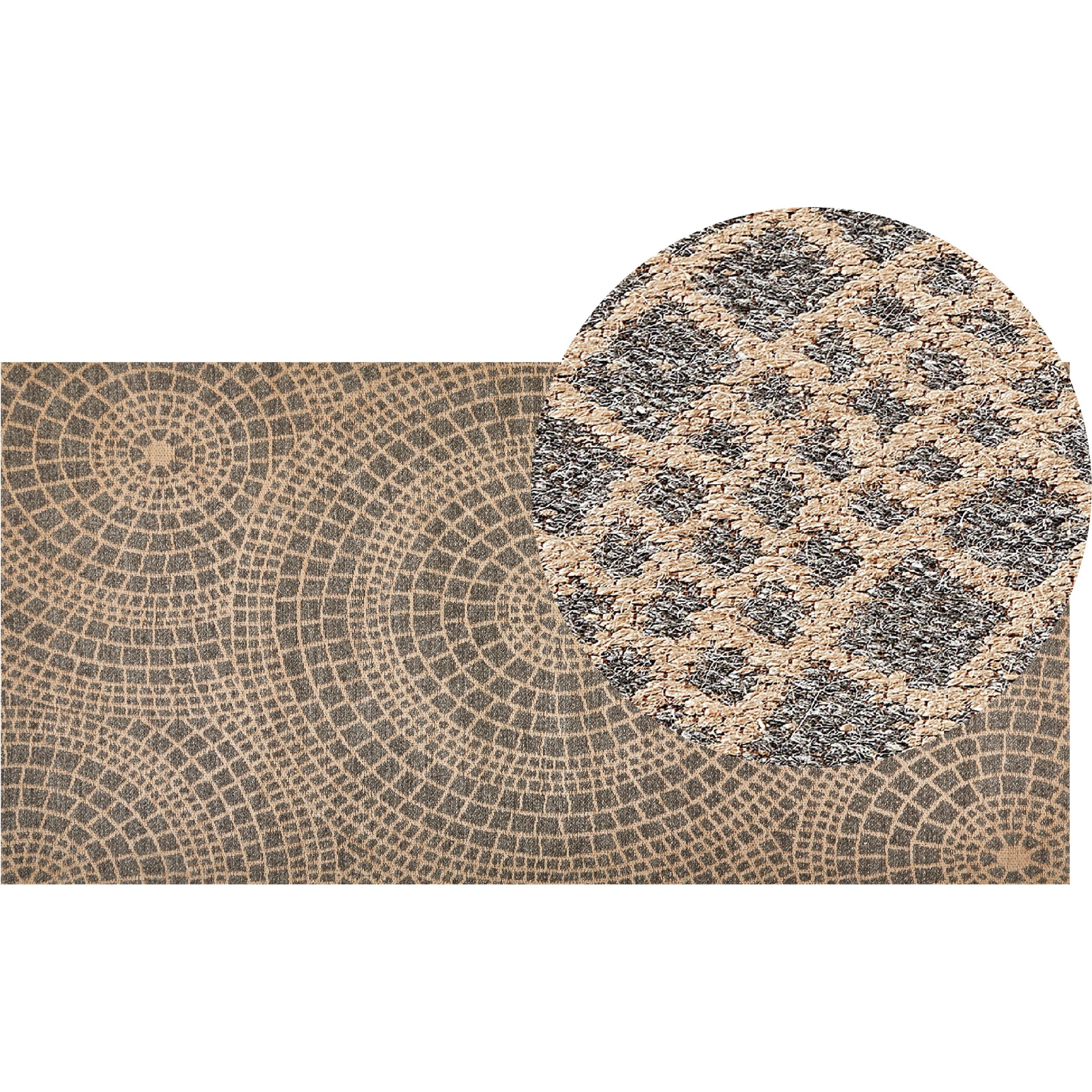 Beliani, Teppich, Teppich Jute beige / grau 80 x 150 cm geometrisches Muster Kurzflor ARIBA (80 x 150 cm)