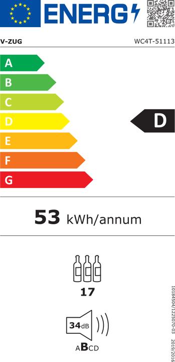 Label énergétique V-ZUG WineCooler V4000 45