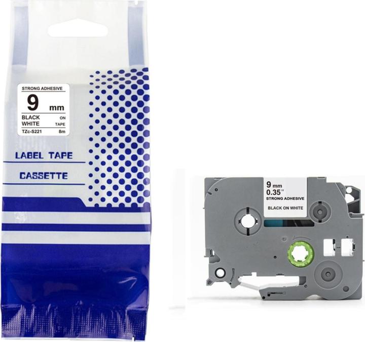 Hermex Alternatives Etikettenband zu Brother TZe-S221 Beschriftungsband (0.90 cm, Schwarz, Weiss)