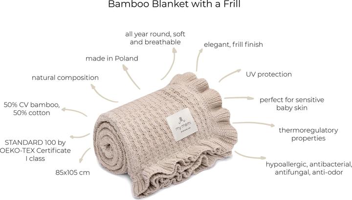 Immagine prodotto My memi Coperta in bambù Frill | Crema