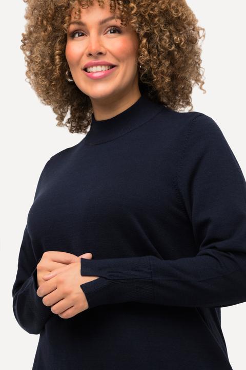 Image du produit Ulla Popken Damen grosse Grössen Pullover, Stehkragen, Langarm, Rippbündchen marine 50+ 822010130-50+ (50, 52)