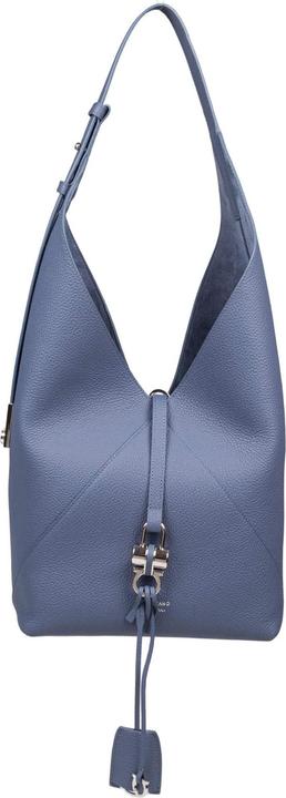Produktbild Salvatore Ferragamo Ferragamo v-shaped hammered leather hobo bag, graphite blue