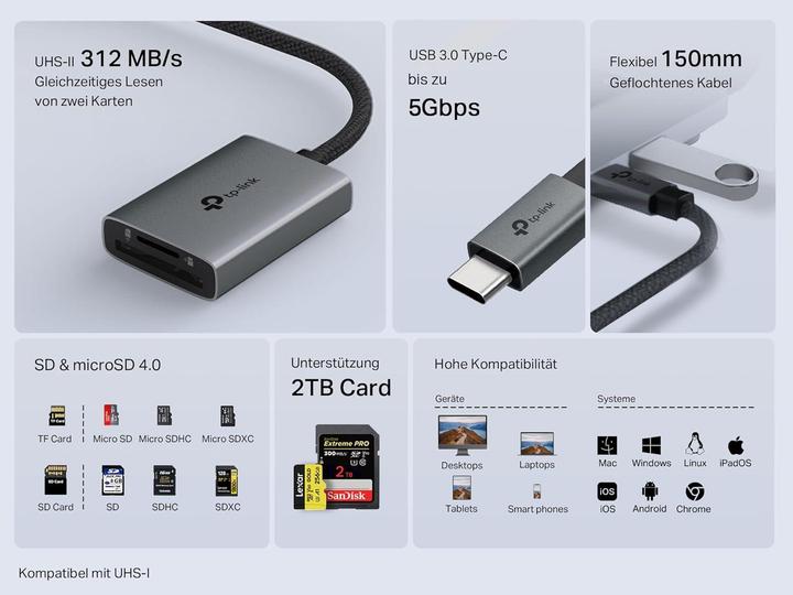 Actual product image TP-Link USB-C To Sd Microsd Adapter (USB-C, 3 Ports)