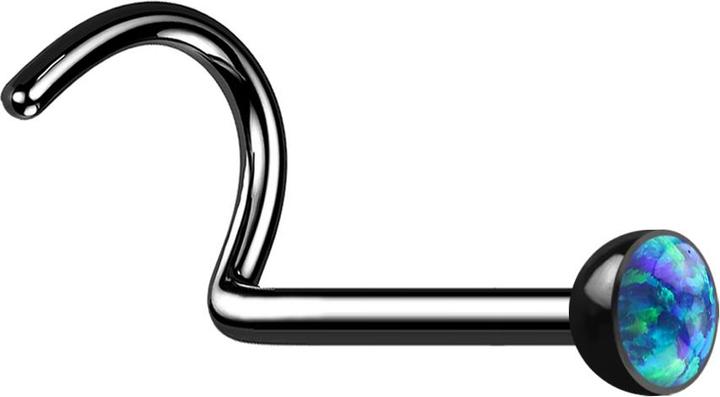 Immagine prodotto Star Piercing Nasenstecker gebogen schwarz mit Opal blau (senza ottone, Acciaio chirurgico 316L)