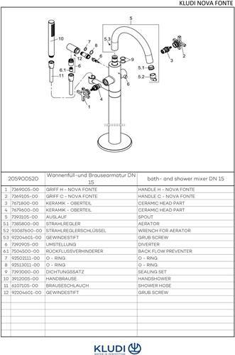 Productafbeelding Kludi WF u Br-arm NOVA FONTE CLASSIC freistehend, DN 15 chrom