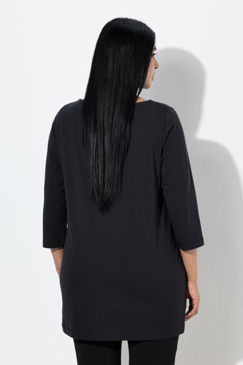 Produktbild Ulla Popken Sweatshirt, A-Linie, U-Boot-Ausschnitt, 3/4-Arm, Modalmix (58)