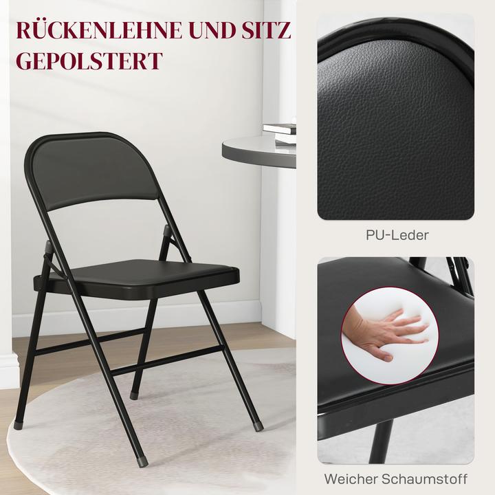 Image du produit Homcom Klappstuhl Stahl, Kunstleder Schwarz