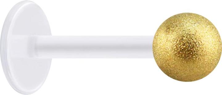 Immagine prodotto Star Piercing Micro Labret trasparente con sfera placcata in oro specchiato (senza ottone, Acciaio chirurgico 316L, Materiale sintetico)