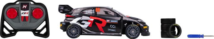 Actual product image Nikko Toyota Gazoo Racing Rovanperä Sweden Rally 2024 Remote Control Car with Extra Wheels, 1:16