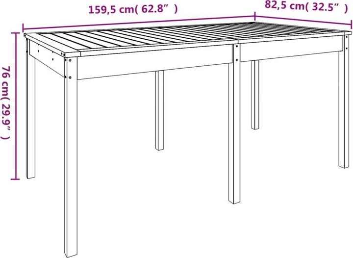 Produktbild vidaXL Gartentisch (159.50 x 82.50 x 76 cm)