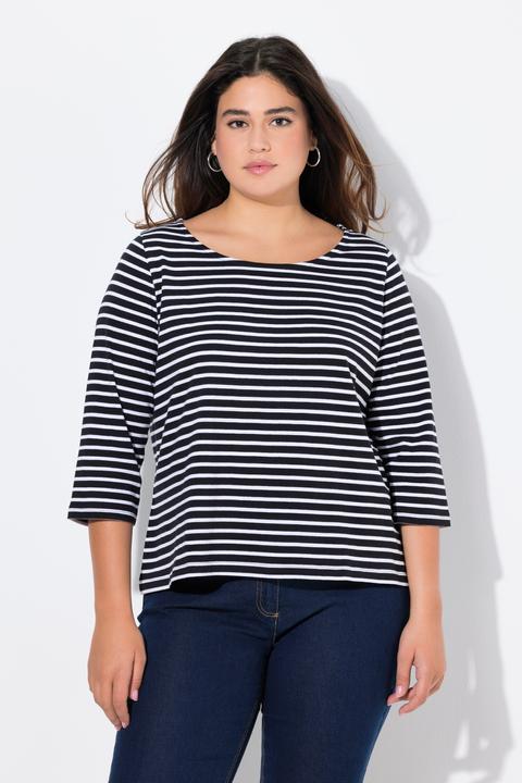 Produktbild Ulla Popken Ringelshirt, Classic, Rundhals, 3/4-Arm (42, 44)